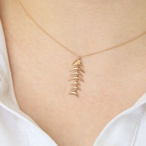 0.01 Ct Pırlanta Balık Kılçık Kolye
