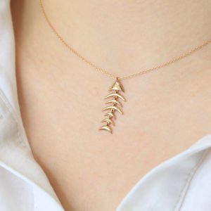 0.01 Ct Pırlanta Balık Kılçık Kolye