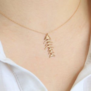 0.01 Ct Pırlanta Balık Kılçık Kolye