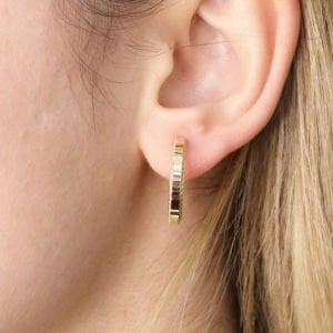 Yanları Taşlı Halka Küpe